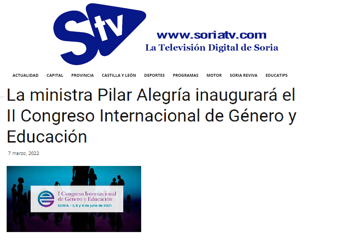 La ministra Pilar Alegría inaugurará el II Congreso Internacional de Género y Educación.