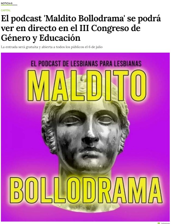 El podcast ‘Maldito Bollodrama’ se podrá ver en directo en el III Congreso de Género y Educación