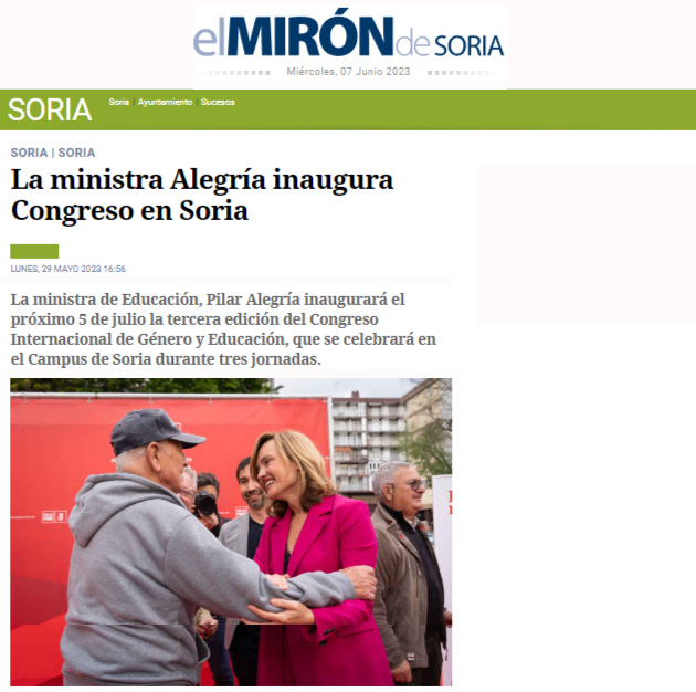 Noticias El Mirón de Soria Congreso Género y Educación 2023
