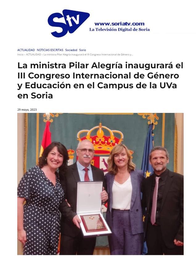 La ministra Pilar Alegría inaugurará el III Congreso Internacional de Género y Educación en el Campus de la UVa en Soria.